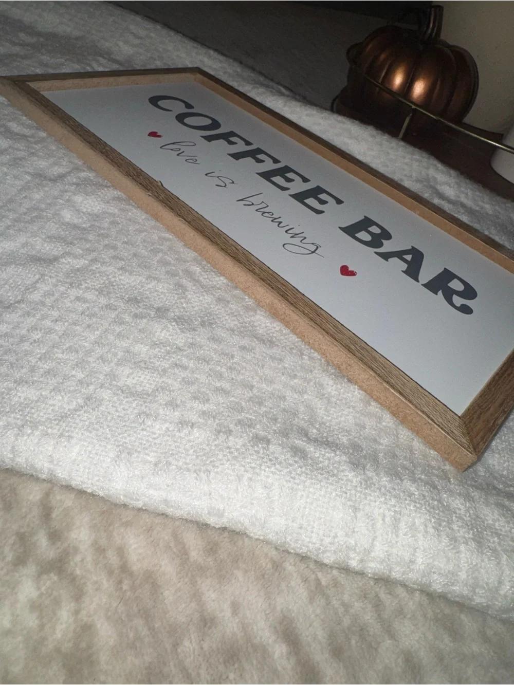 Target Coffee Bar Sign - White, Black & Red with Wood Frame